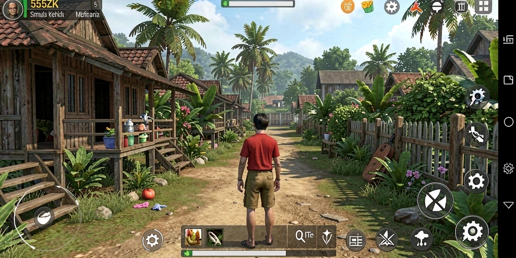 Tampilan gameplay menarik dari 555ZK yang menampilkan simulasi kehidupan.