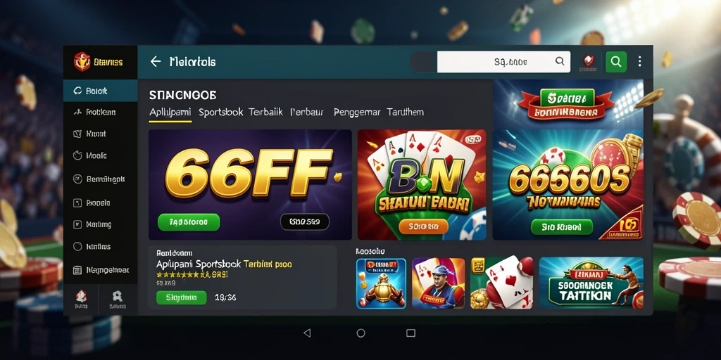 Screenshot yang menunjukkan pengalaman taruhan di aplikasi Sportsbook.