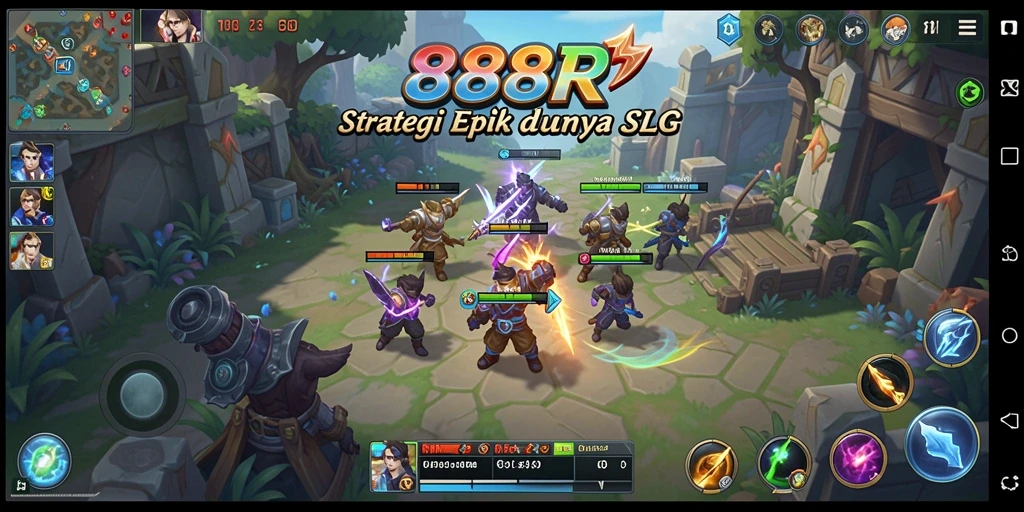 Tampilan menarik dari gameplay strategis dalam 888R.
