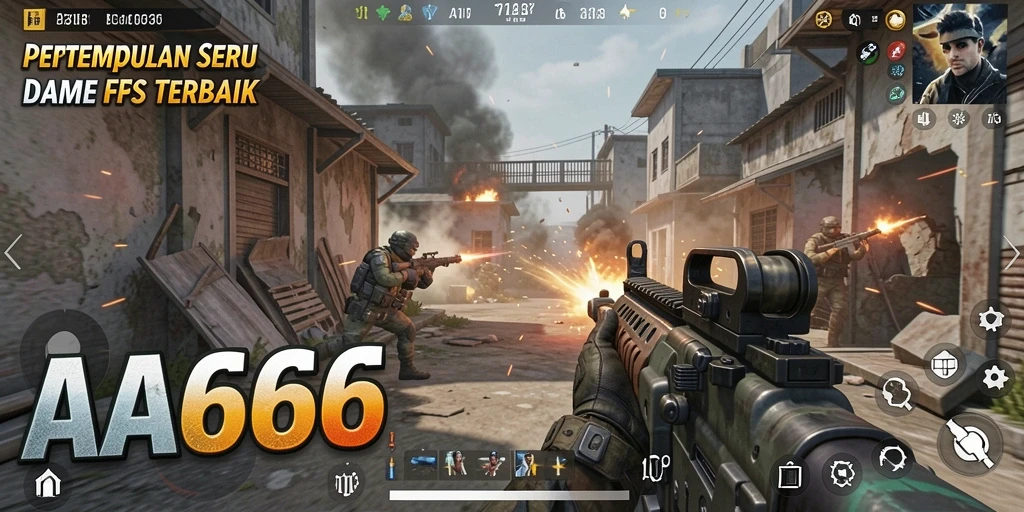 Tampilan gameplay AA666 dengan aksi tembak-menembak yang mendebarkan.