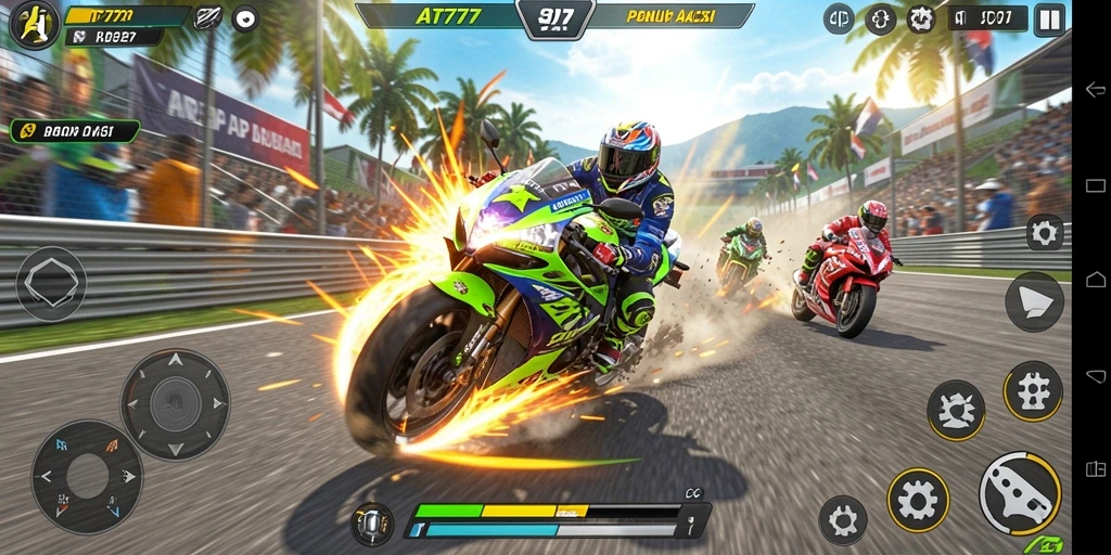 Gameplay seru balapan motor di trek yang menantang.