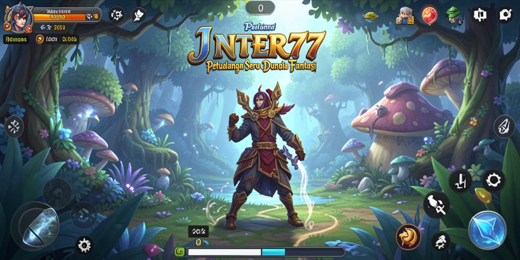 Screenshot menunjukkan petualangan epik di dunia fantasi INTER77.