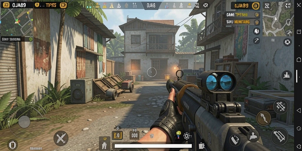 Screenshot gameplay OJA89 dengan aksi seru dalam pertempuran TPS.