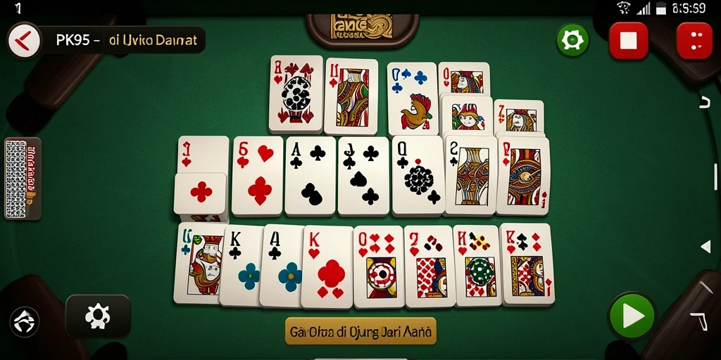 Tampilan gameplay seru dari PK95, game Domino yang mengasyikkan.