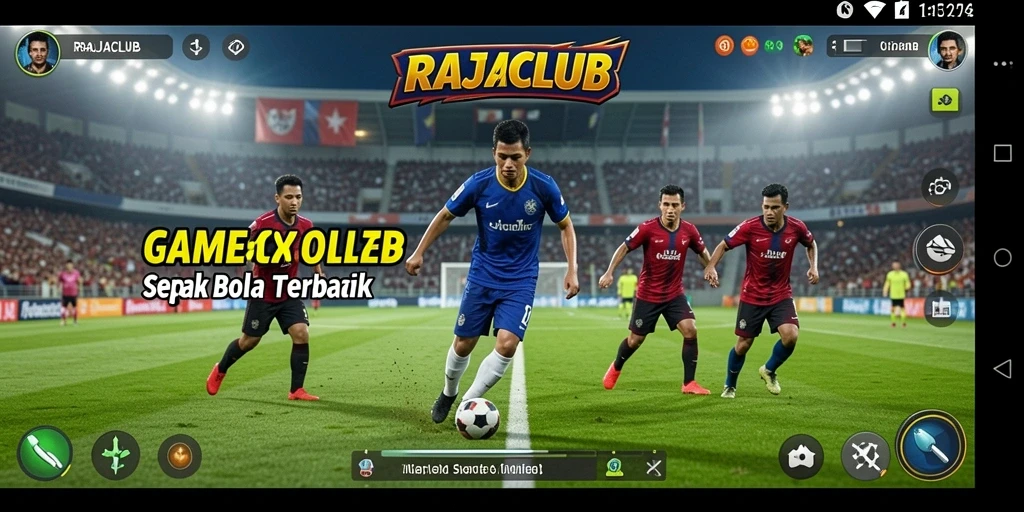 Tampilan gameplay RAJACLUB yang menakjubkan dengan aksi sepak bola intens.