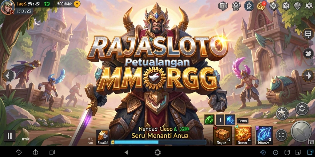Screenshot utama RAJASLOTO menampilkan pertarungan seru dan karakter yang kuat.