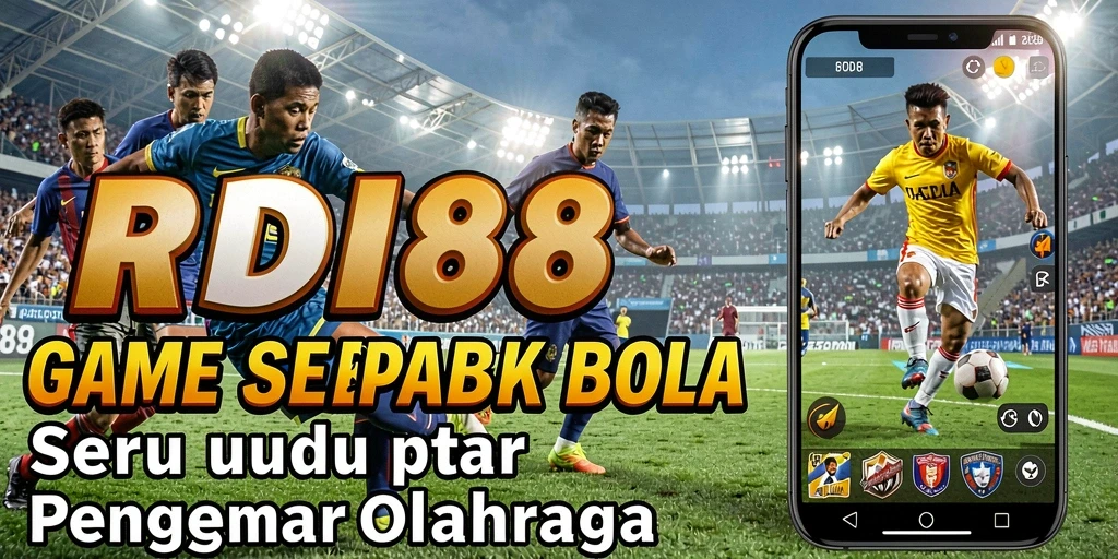 Tangkapan layar dari gameplay RDI88 yang menunjukkan aksi sepak bola yang intens.