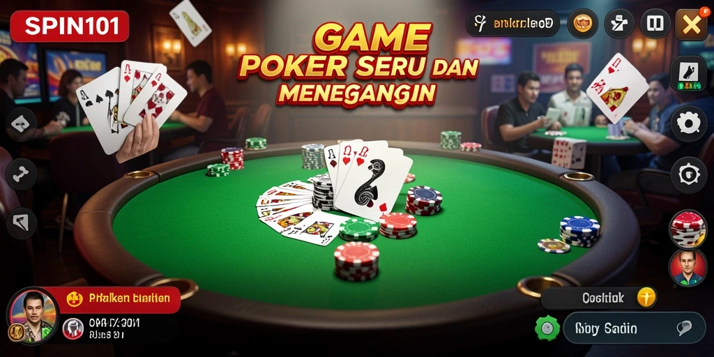 Tampilan gameplay Poker yang mendebarkan dan interaktif.