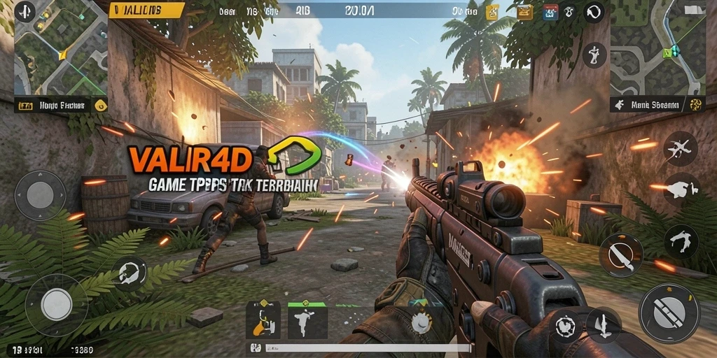 Screenshot menunjukkan aksi intens gameplay VALIR4D dalam pertempuran TPS.