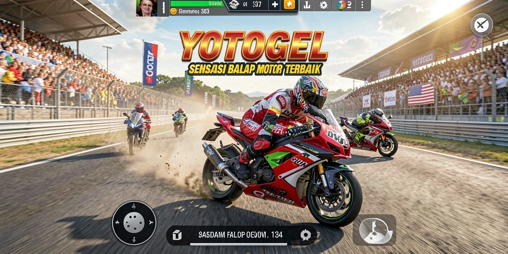 Tampilan gameplay YOTOGEL dengan balapan motor yang menegangkan.